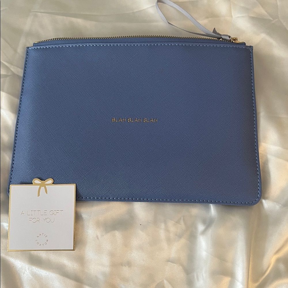 Katie Loxton Blah Blah Blah Perfect Pouch - Cornflower NWT